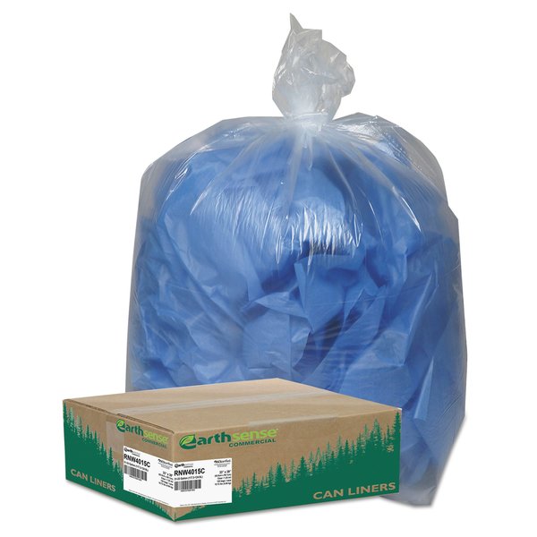 Earthsense Commercial 33 gal Trash Bags, 33 in x 39 in, Extra Heavy-Duty, 1.25 mil, Clear, 100 PK RNW4015C